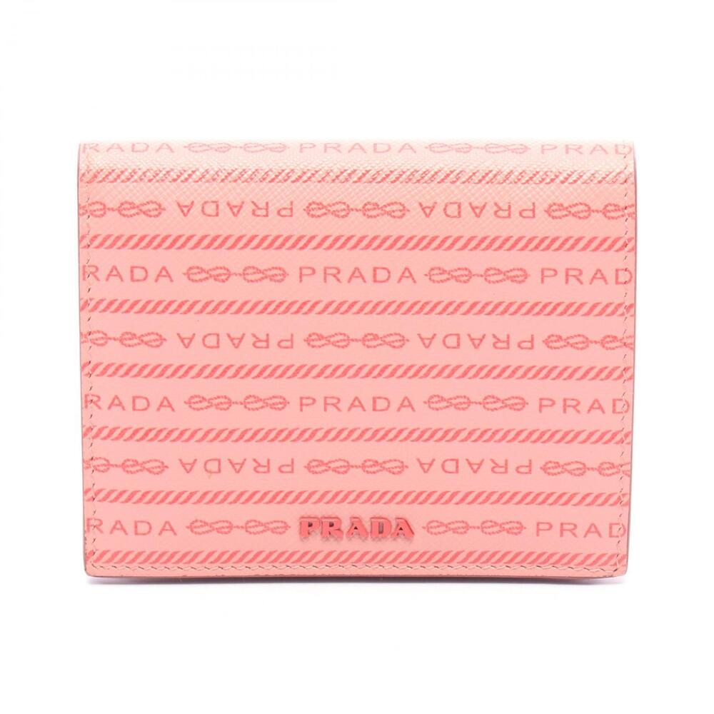Prada Bifold Wallet Leather Red Pink